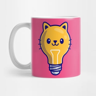 Cute Bulb Cat Cartoon Illustration Mug